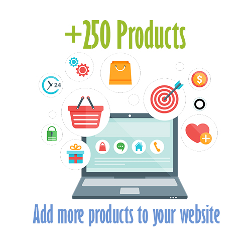 250 extra products ecommerce website